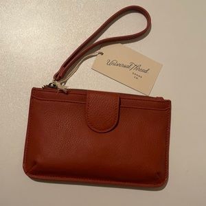 Universal thread wristlet hand bag - rust red